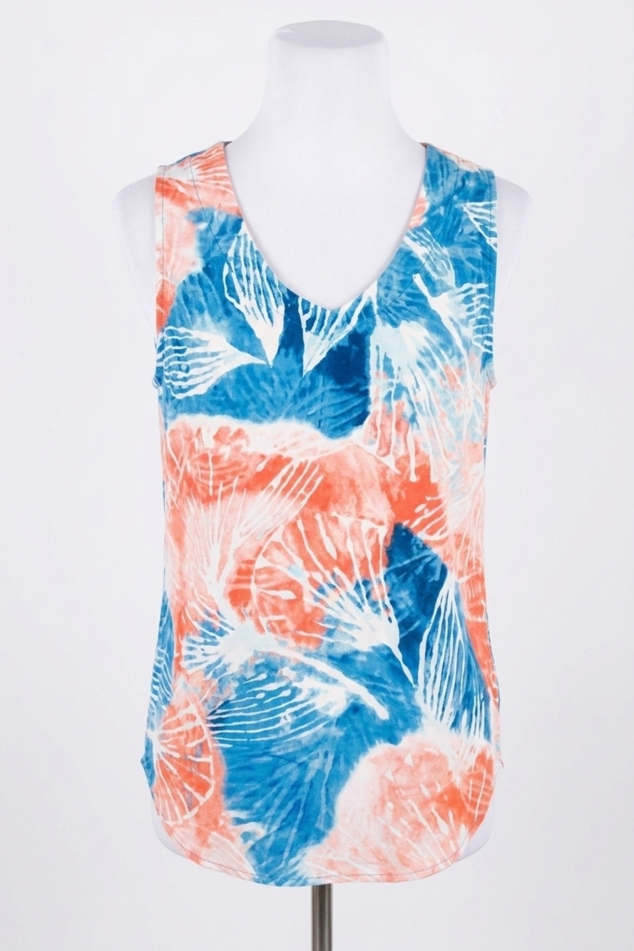 NEW NIC + ZOE watercolor blooms tank in orange multi